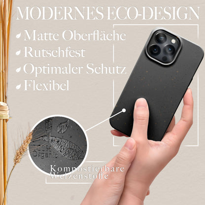 NALIA Handyhülle für iPhone 14 Pro – Weizenstroh Case (Pflanzenbasiert) – BIOVERA – Matt & Stoßfest (Vegan) – Marke aus Berlin