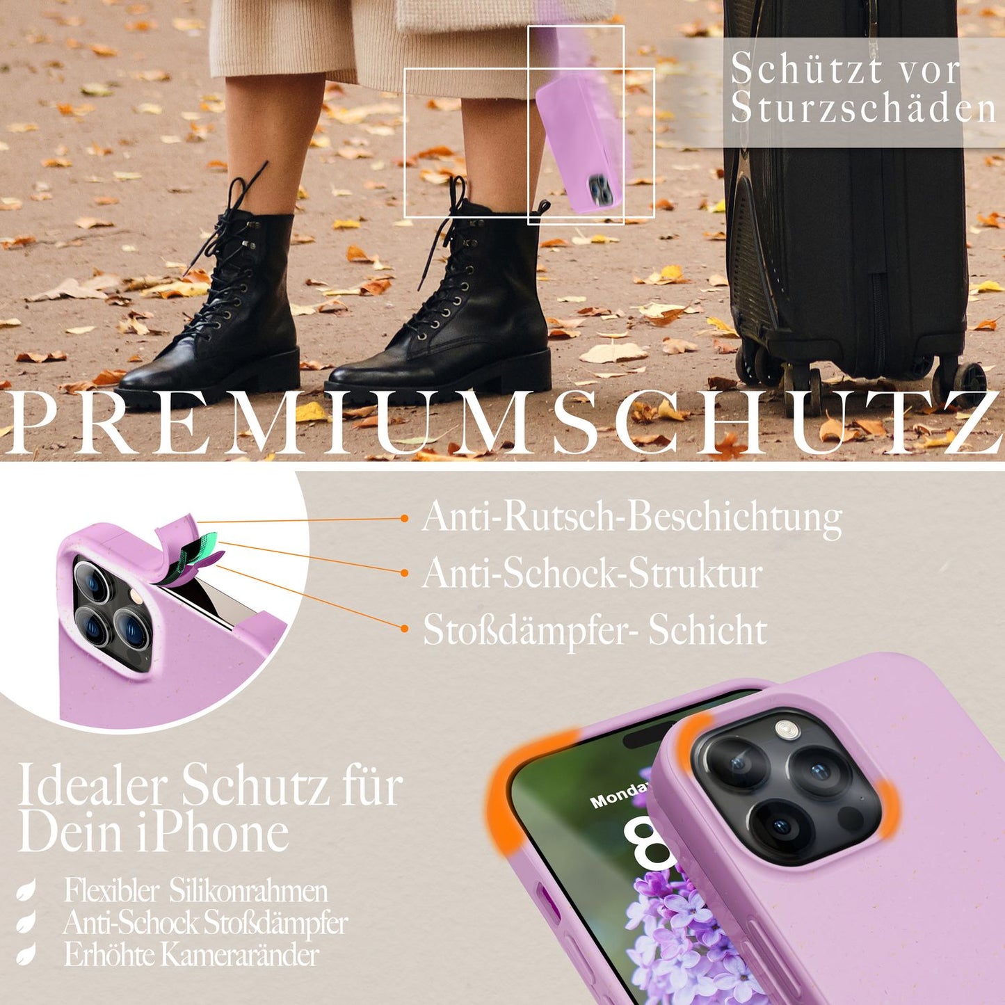NALIA Handyhülle für iPhone 14 Pro – Weizenstroh Case (Pflanzenbasiert) – BIOVERA – Matt & Stoßfest (Vegan) – Marke aus Berlin