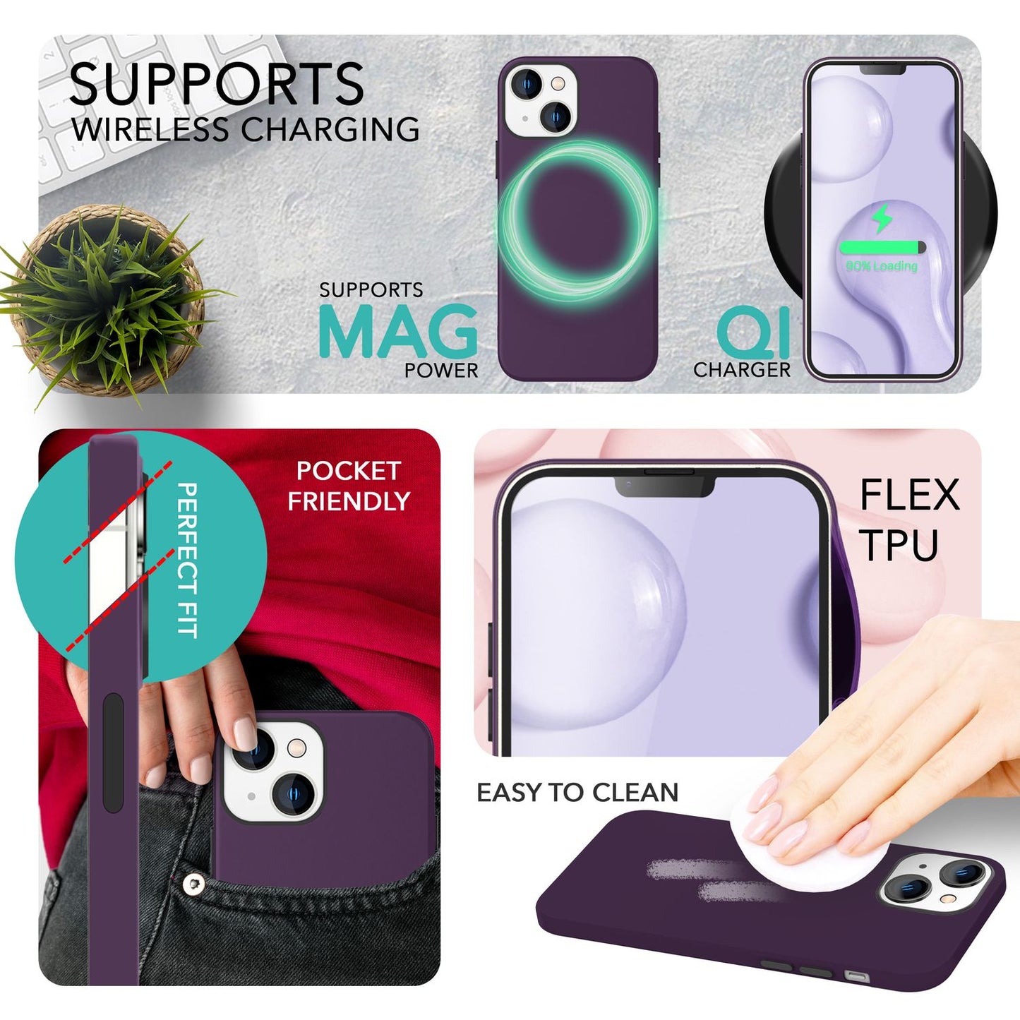 NALIA Magnet Silikonhülle für iPhone 14 – MagSafe kompatibel & Liquid Silicone – SLIQ (Soft-Touch Schutz & Mikrofaser Innen) – Marke aus Berlin