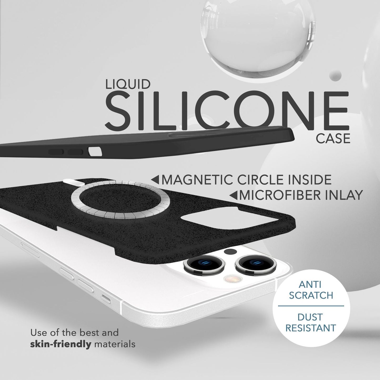 NALIA Magnet Silikonhülle für iPhone 14 – MagSafe kompatibel & Liquid Silicone – SLIQ (Soft-Touch Schutz & Mikrofaser Innen) – Marke aus Berlin