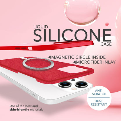 NALIA Magnet Silikonhülle für iPhone 14 – MagSafe kompatibel & Liquid Silicone – SLIQ (Soft-Touch Schutz & Mikrofaser Innen) – Marke aus Berlin