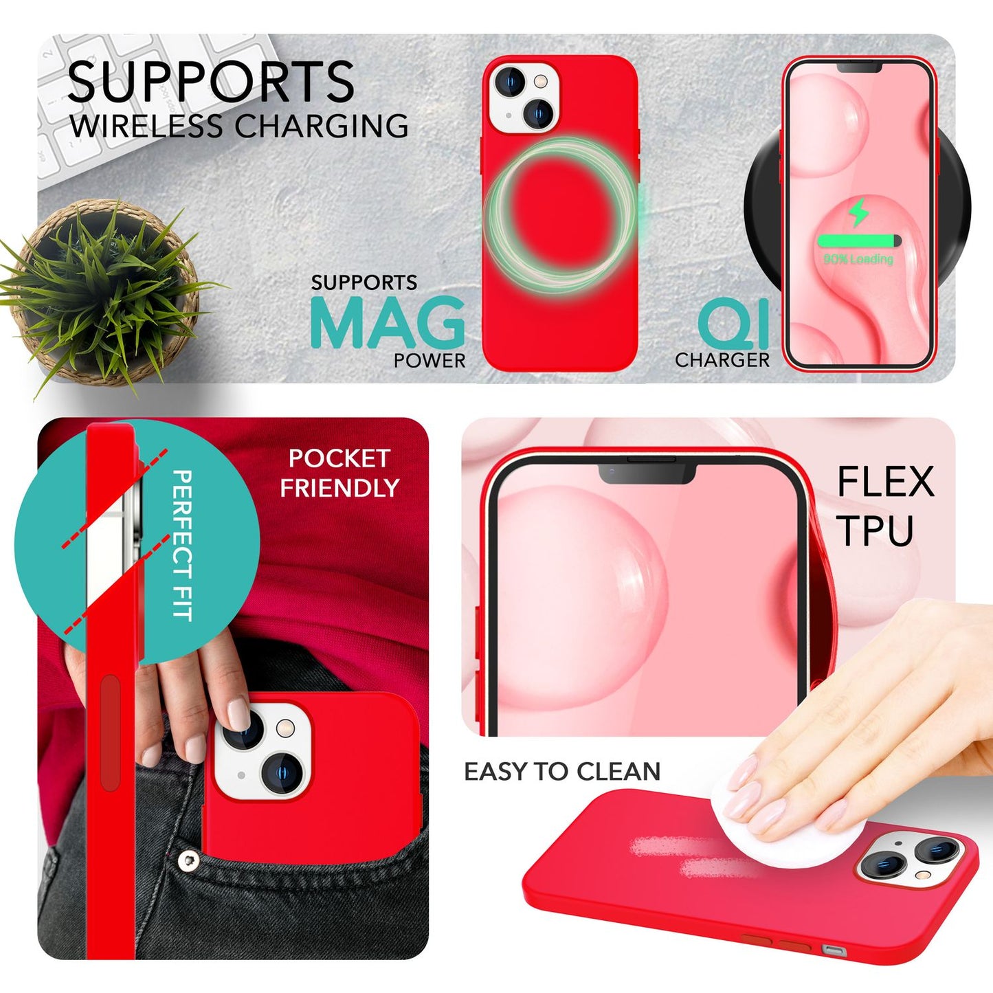 NALIA Magnet Silikonhülle für iPhone 14 – MagSafe kompatibel & Liquid Silicone – SLIQ (Soft-Touch Schutz & Mikrofaser Innen) – Marke aus Berlin
