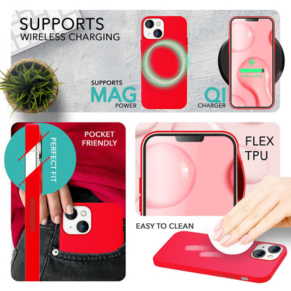 NALIA Magnet Silikonhülle für iPhone 14 – MagSafe kompatibel & Liquid Silicone – SLIQ (Soft-Touch Schutz & Mikrofaser Innen) – Marke aus Berlin