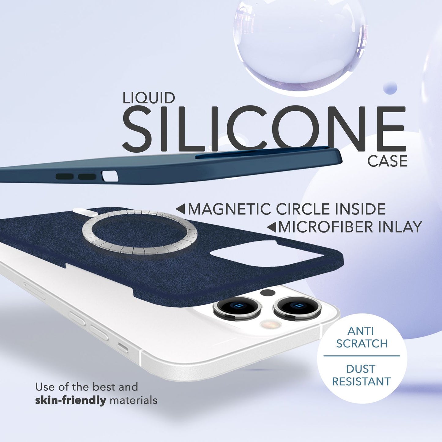 NALIA Magnet Silikonhülle für iPhone 14 – MagSafe kompatibel & Liquid Silicone – SLIQ (Soft-Touch Schutz & Mikrofaser Innen) – Marke aus Berlin
