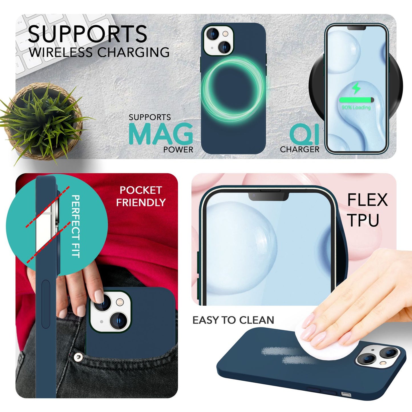 NALIA Magnet Silikonhülle für iPhone 14 – MagSafe kompatibel & Liquid Silicone – SLIQ (Soft-Touch Schutz & Mikrofaser Innen) – Marke aus Berlin