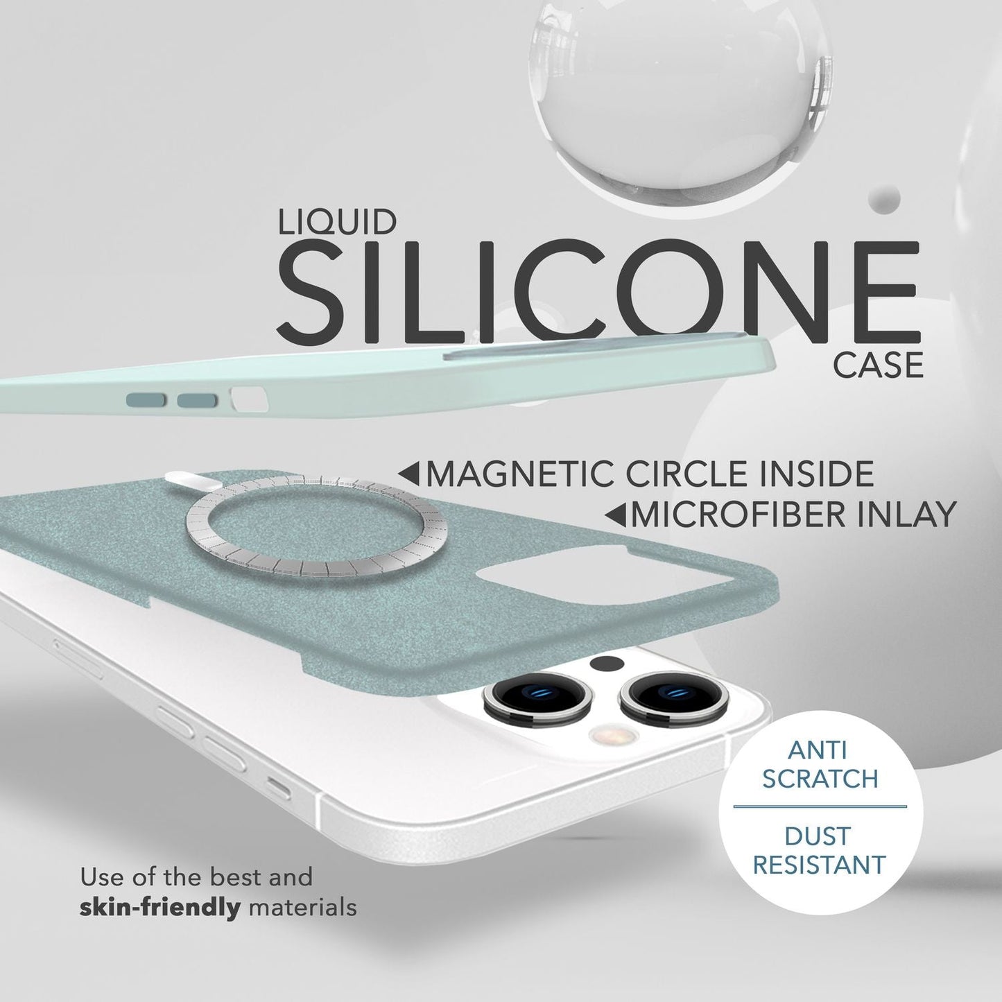 NALIA Magnet Silikonhülle für iPhone 14 – MagSafe kompatibel & Liquid Silicone – SLIQ (Soft-Touch Schutz & Mikrofaser Innen) – Marke aus Berlin