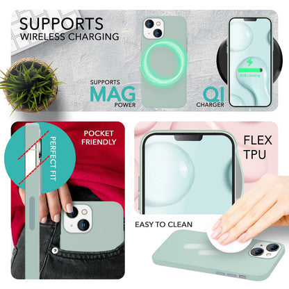 NALIA Magnet Silikonhülle für iPhone 14 – MagSafe kompatibel & Liquid Silicone – SLIQ (Soft-Touch Schutz & Mikrofaser Innen) – Marke aus Berlin