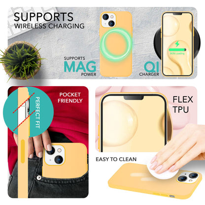 NALIA Magnet Silikonhülle für iPhone 14 – MagSafe kompatibel & Liquid Silicone – SLIQ (Soft-Touch Schutz & Mikrofaser Innen) – Marke aus Berlin