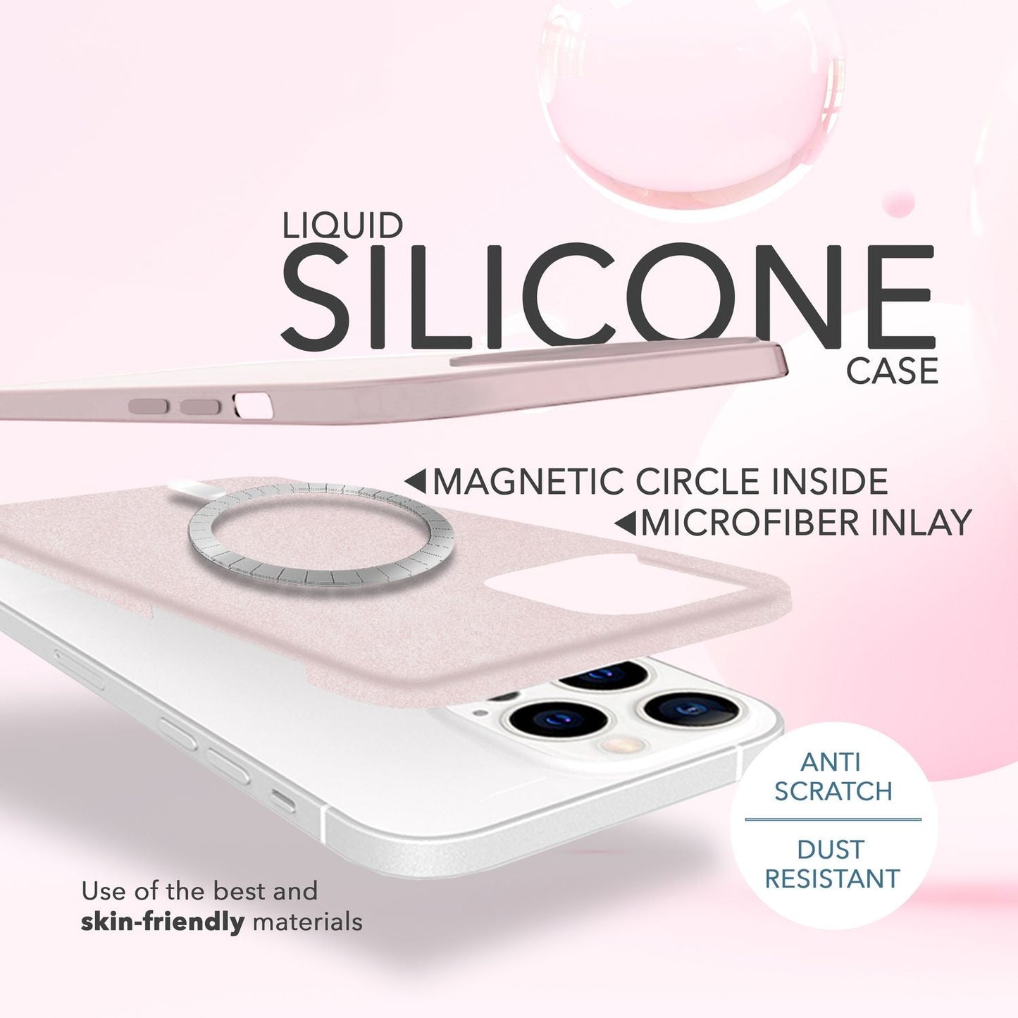 NALIA Magnet Silikonhülle für iPhone 14 Pro – MagSafe kompatibel & Liquid Silicone – SLIQ (Soft-Touch Schutz & Mikrofaser Innen) – Marke aus Berlin