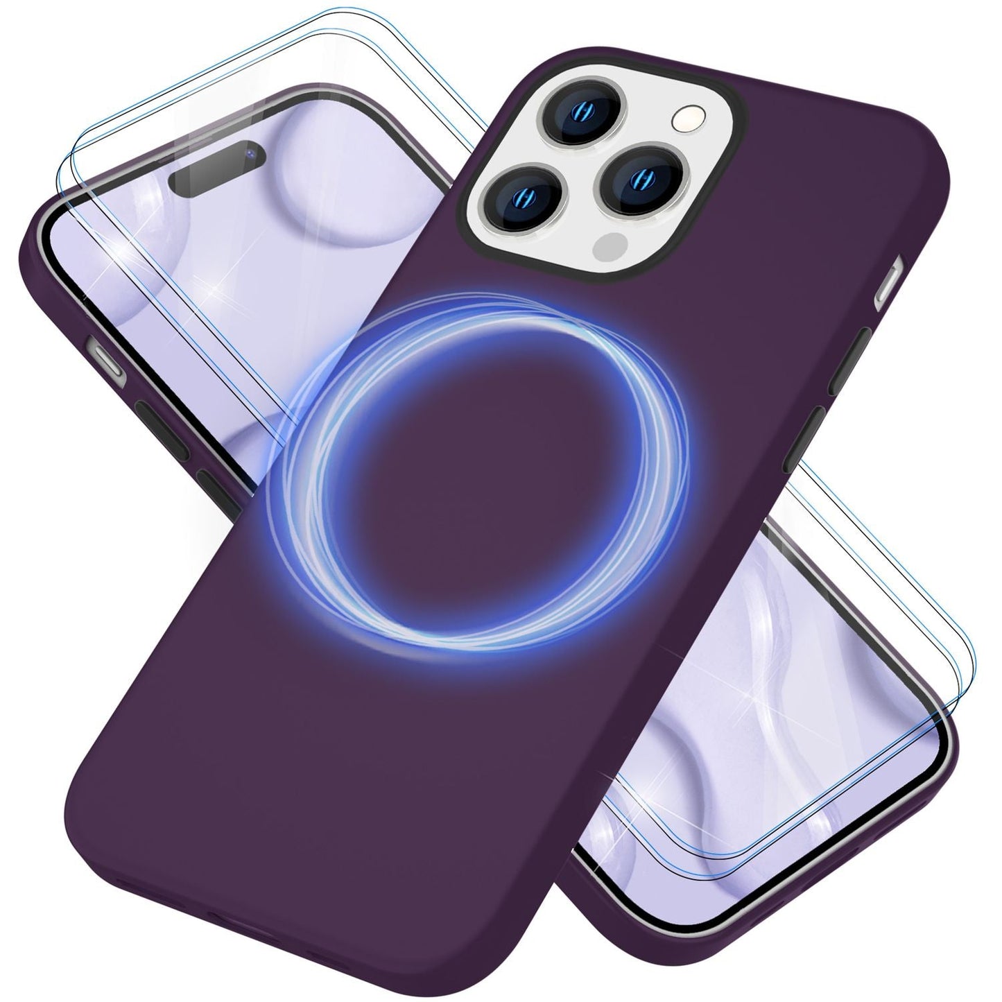 NALIA Magnet Silikonhülle für iPhone 14 Pro – MagSafe kompatibel & Liquid Silicone – SLIQ (Soft-Touch Schutz & Mikrofaser Innen) – Marke aus Berlin