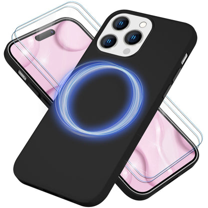 NALIA Magnet Silikonhülle für iPhone 14 Pro – MagSafe kompatibel & Liquid Silicone – SLIQ (Soft-Touch Schutz & Mikrofaser Innen) – Marke aus Berlin