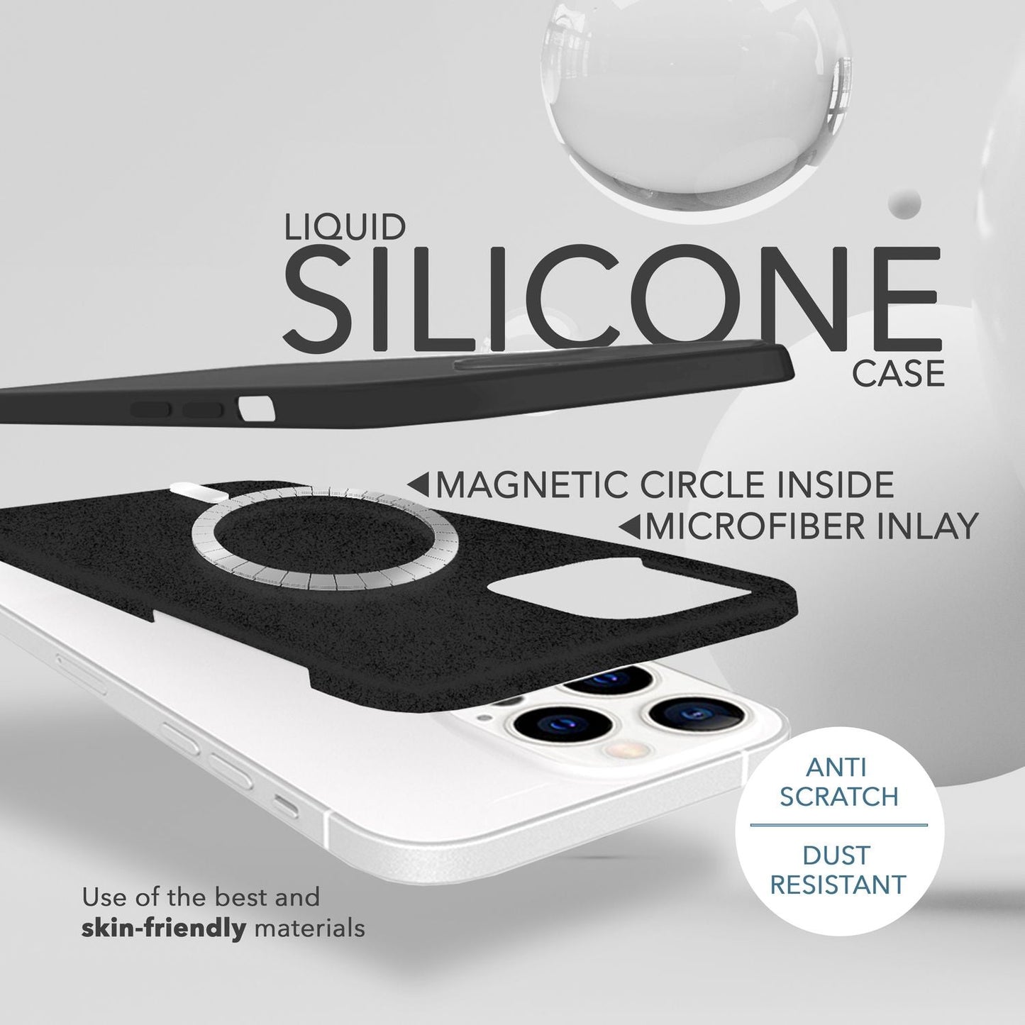NALIA Magnet Silikonhülle für iPhone 14 Pro – MagSafe kompatibel & Liquid Silicone – SLIQ (Soft-Touch Schutz & Mikrofaser Innen) – Marke aus Berlin