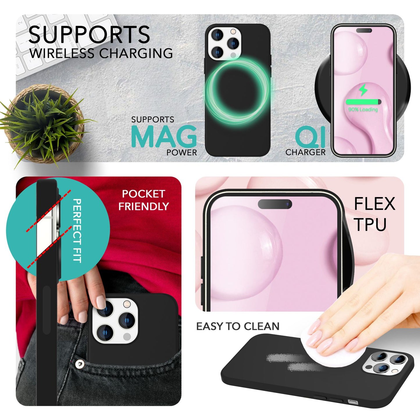 NALIA Magnet Silikonhülle für iPhone 14 Pro – MagSafe kompatibel & Liquid Silicone – SLIQ (Soft-Touch Schutz & Mikrofaser Innen) – Marke aus Berlin