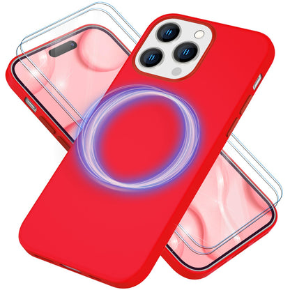 NALIA Magnet Silikonhülle für iPhone 14 Pro – MagSafe kompatibel & Liquid Silicone – SLIQ (Soft-Touch Schutz & Mikrofaser Innen) – Marke aus Berlin