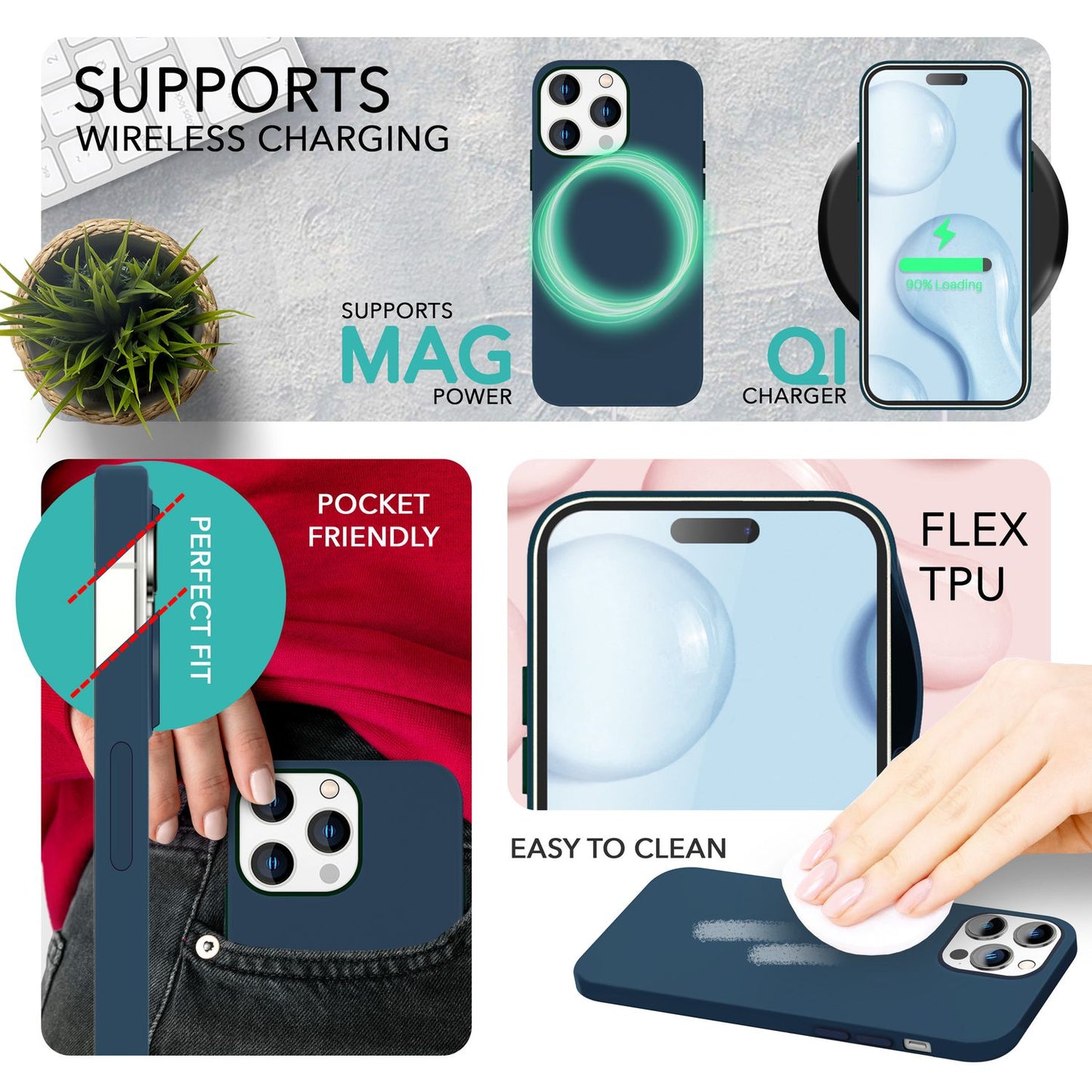 NALIA Magnet Silikonhülle für iPhone 14 Pro – MagSafe kompatibel & Liquid Silicone – SLIQ (Soft-Touch Schutz & Mikrofaser Innen) – Marke aus Berlin