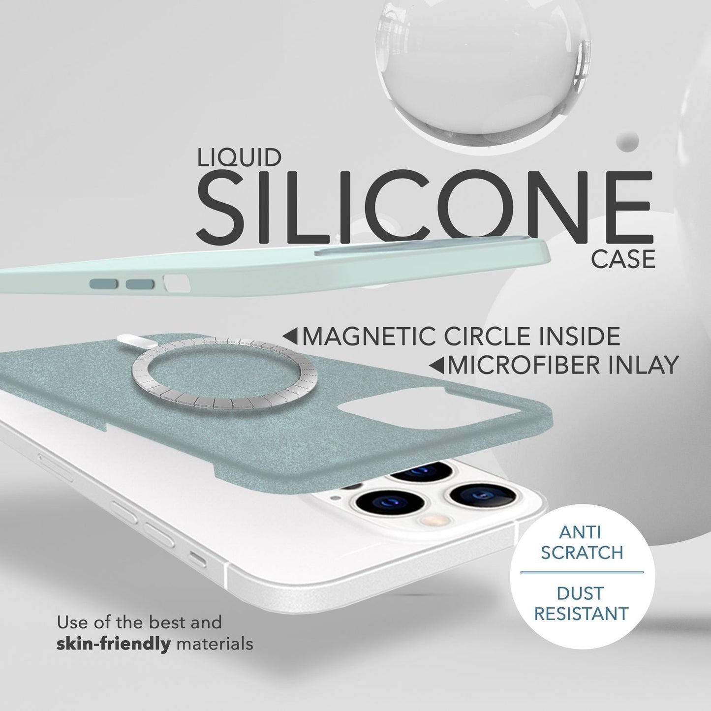 NALIA Magnet Silikonhülle für iPhone 14 Pro – MagSafe kompatibel & Liquid Silicone – SLIQ (Soft-Touch Schutz & Mikrofaser Innen) – Marke aus Berlin
