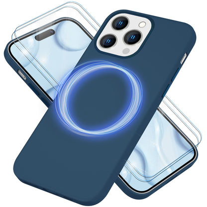 NALIA Magnet Silikonhülle für iPhone 14 Pro Max – MagSafe kompatibel & Liquid Silicone – SLIQ (Soft-Touch Schutz & Mikrofaser Innen) – Marke aus Berlin