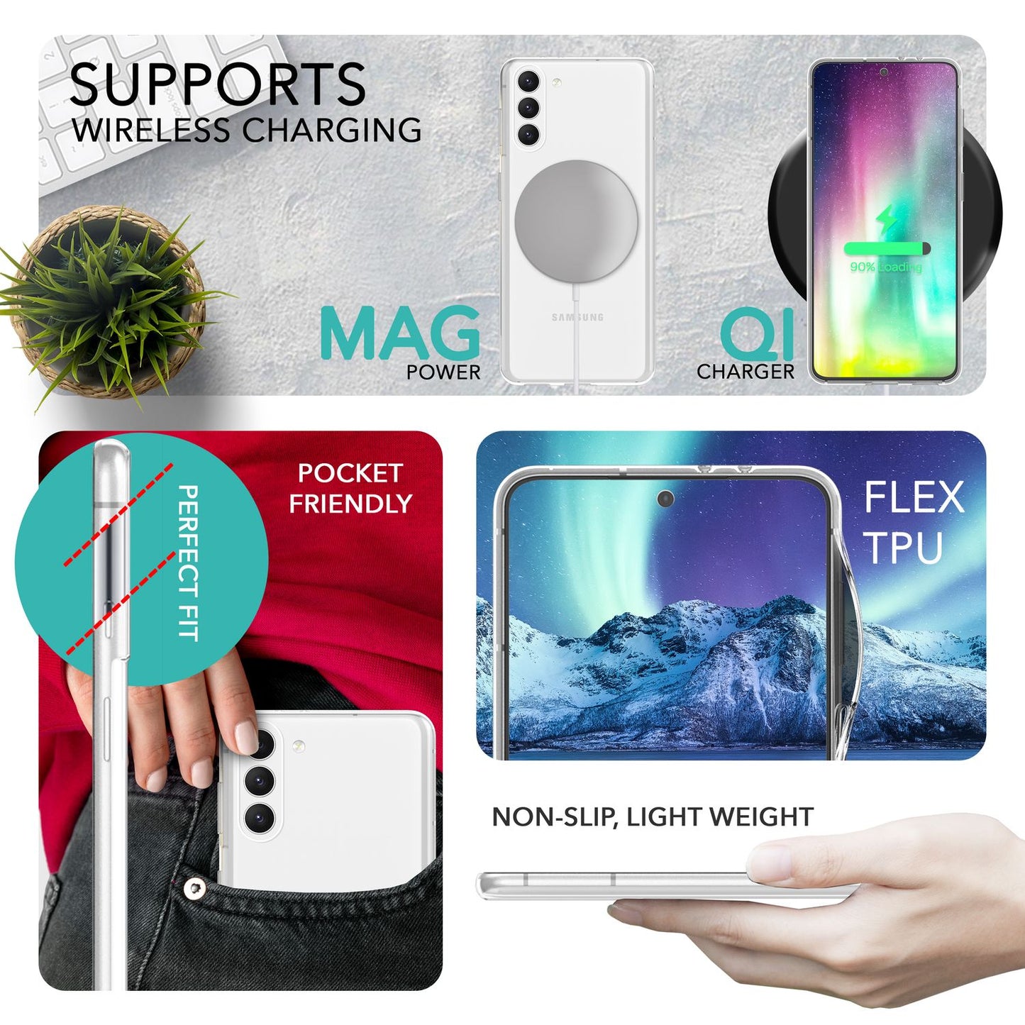 NALIA Transparente Silikonhülle für Samsung Galaxy S23 – Anti-Gelb & Rutschfest – GLAZE (Handyhülle Kristallklar, Schlank & Stoßfest) – Marke aus Berlin