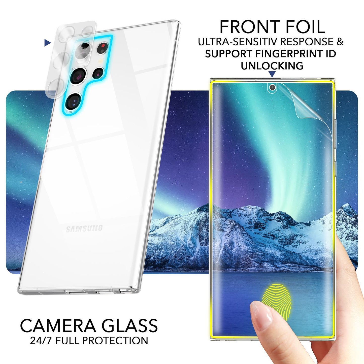 NALIA Transparente Silikonhülle für Samsung Galaxy S23 Ultra – Anti-Gelb & Rutschfest – GLAZE (Handyhülle Kristallklar, Schlank & Stoßfest) – Marke aus Berlin