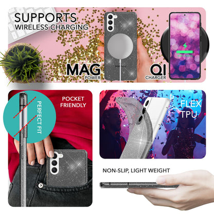 NALIA Glitzerhülle für Samsung Galaxy S23 – Funkelndes Silikon Case – DAZZLIN (Transparent & Stoßfest) – Marke aus Berlin