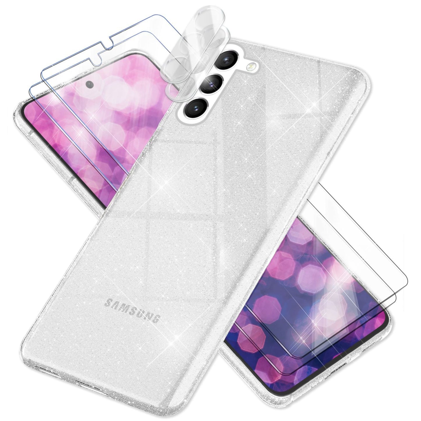 NALIA Glitzerhülle für Samsung Galaxy S23 Plus – Funkelndes Silikon Case – DAZZLIN (Transparent & Stoßfest) – Marke aus Berlin