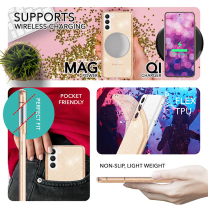 NALIA Glitzerhülle für Samsung Galaxy S23 Plus – Funkelndes Silikon Case – DAZZLIN (Transparent & Stoßfest) – Marke aus Berlin