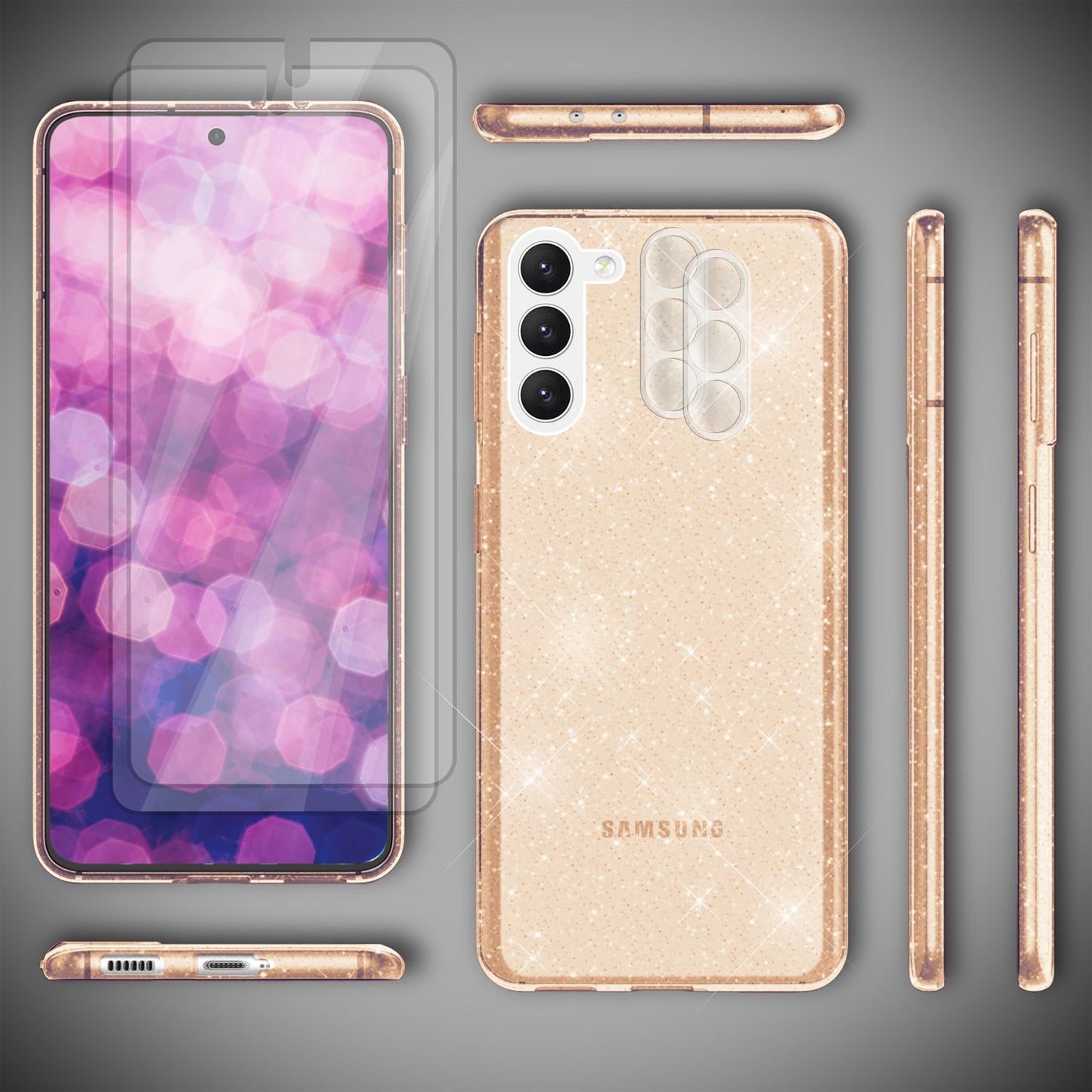 NALIA Glitzerhülle für Samsung Galaxy S23 Plus – Funkelndes Silikon Case – DAZZLIN (Transparent & Stoßfest) – Marke aus Berlin