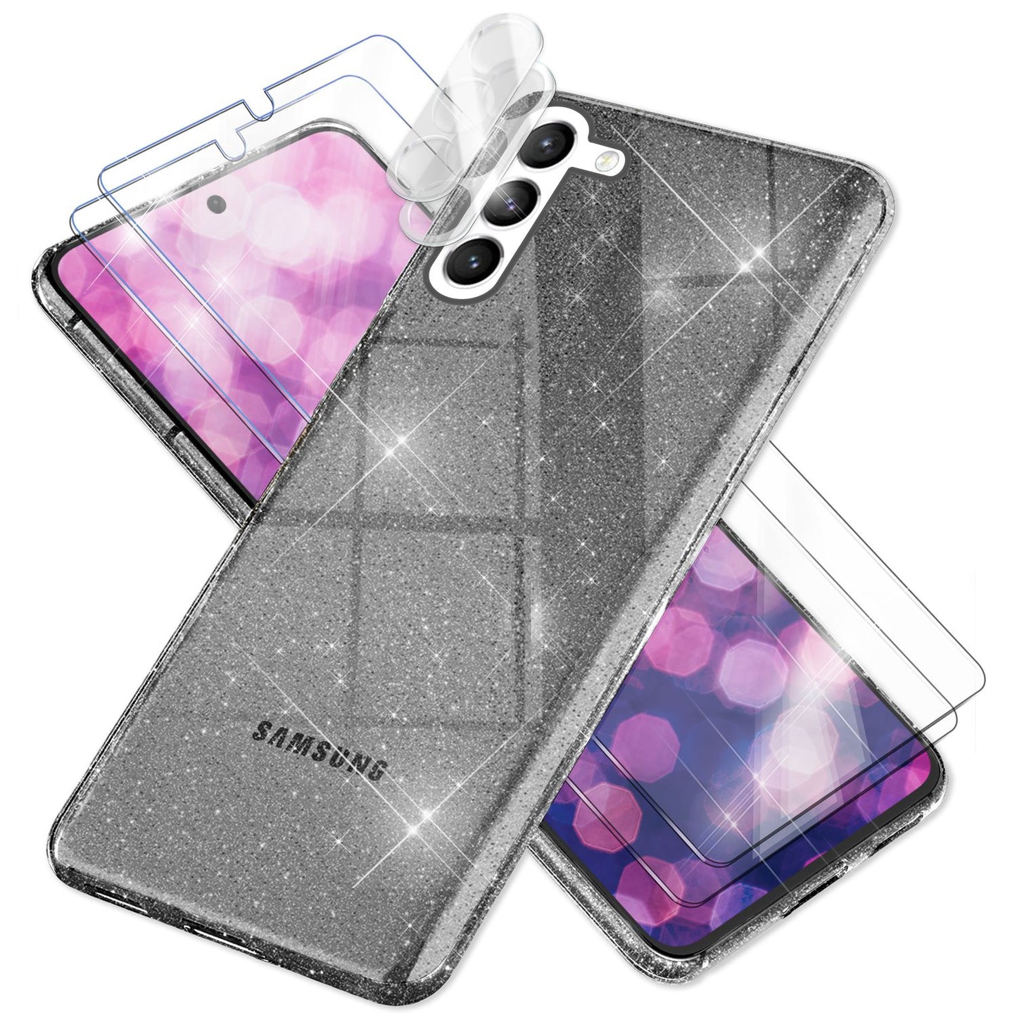NALIA Glitzerhülle für Samsung Galaxy S23 Plus – Funkelndes Silikon Case – DAZZLIN (Transparent & Stoßfest) – Marke aus Berlin