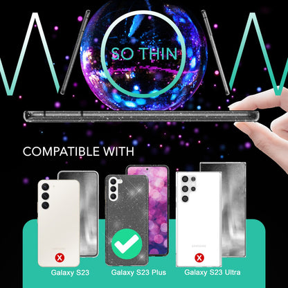 NALIA Glitzerhülle für Samsung Galaxy S23 Plus – Funkelndes Silikon Case – DAZZLIN (Transparent & Stoßfest) – Marke aus Berlin