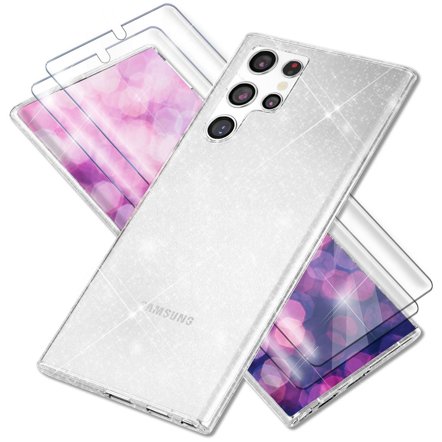 NALIA Glitzerhülle für Samsung Galaxy S23 Ultra – Funkelndes Silikon Case – DAZZLIN (Transparent & Stoßfest) – Marke aus Berlin