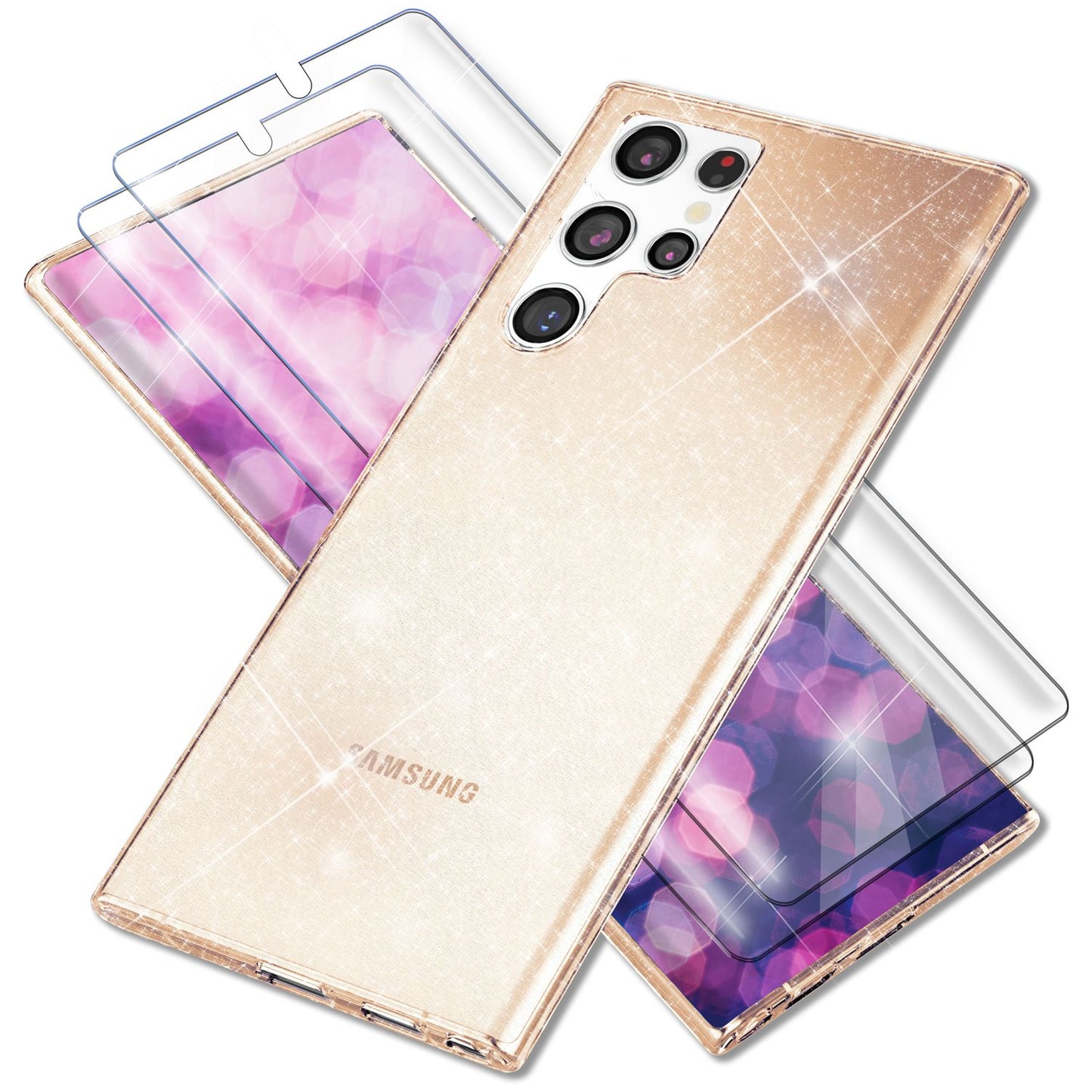 NALIA Glitzerhülle für Samsung Galaxy S23 Ultra – Funkelndes Silikon Case – DAZZLIN (Transparent & Stoßfest) – Marke aus Berlin