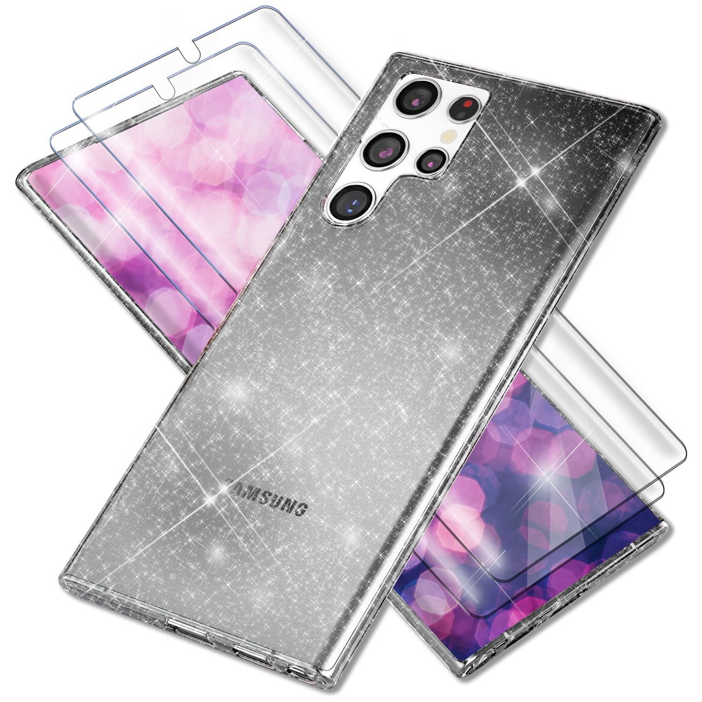 NALIA Glitzerhülle für Samsung Galaxy S23 Ultra – Funkelndes Silikon Case – DAZZLIN (Transparent & Stoßfest) – Marke aus Berlin