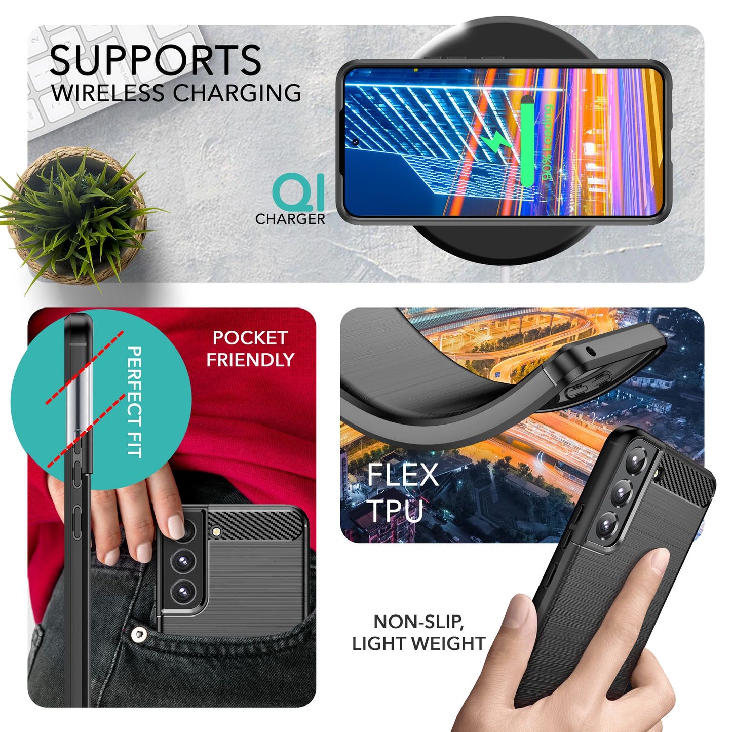 NALIA Silikonhülle für Samsung Galaxy S23 – Rutschfest & Matt – VORTEX (Gebürstete Optik & Carbon Design) – Marke aus Berlin