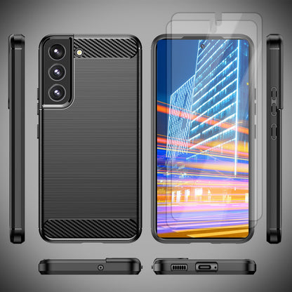 NALIA Silikonhülle für Samsung Galaxy S23 Plus – Rutschfest & Matt – VORTEX (Gebürstete Optik & Carbon Design) – Marke aus Berlin