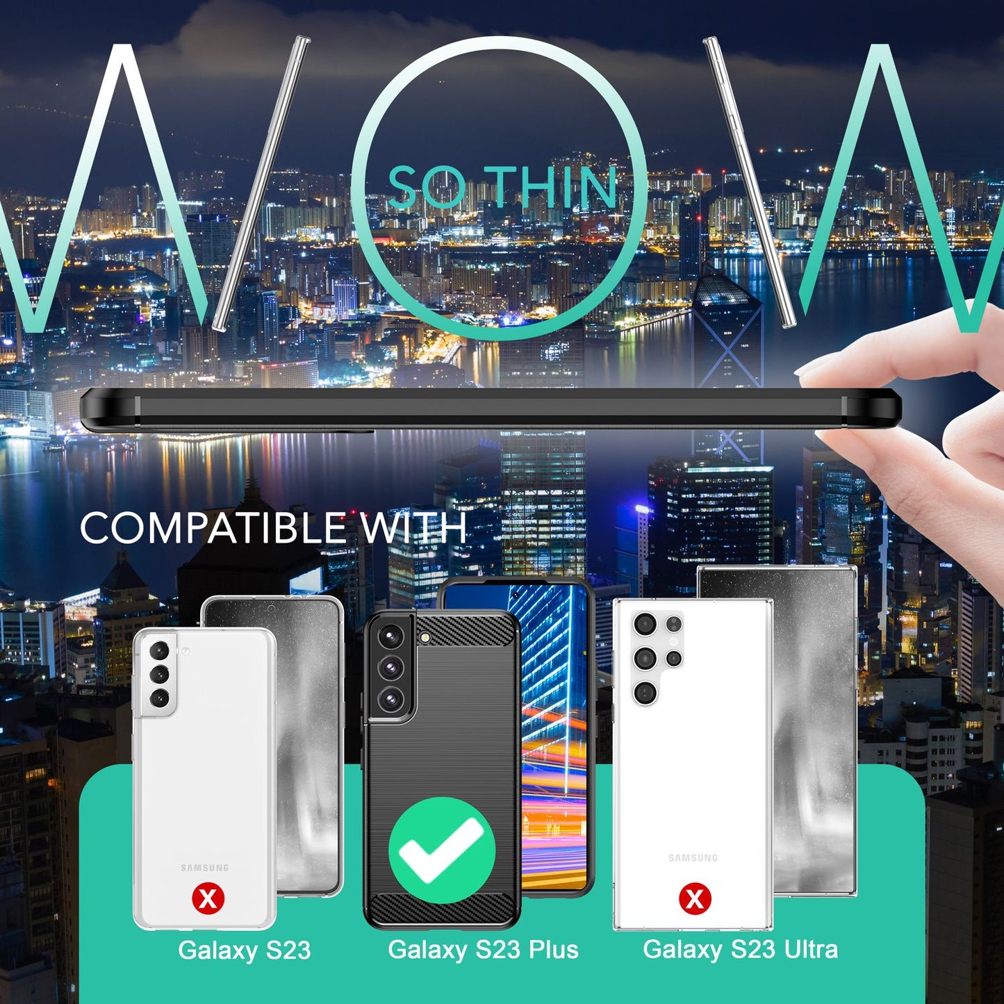 NALIA Silikonhülle für Samsung Galaxy S23 Plus – Rutschfest & Matt – VORTEX (Gebürstete Optik & Carbon Design) – Marke aus Berlin