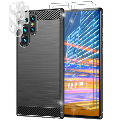 NALIA Silikonhülle für Samsung Galaxy S23 Ultra – Rutschfest & Matt – VORTEX (Gebürstete Optik & Carbon Design) – Marke aus Berlin