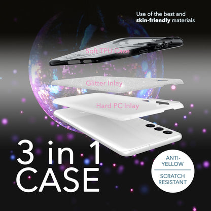NALIA Glitzerhülle für Samsung Galaxy S23 – Funkelnder Glitzer-Look & Grip – SHINEPOP (Silikon Case) – Marke aus Berlin