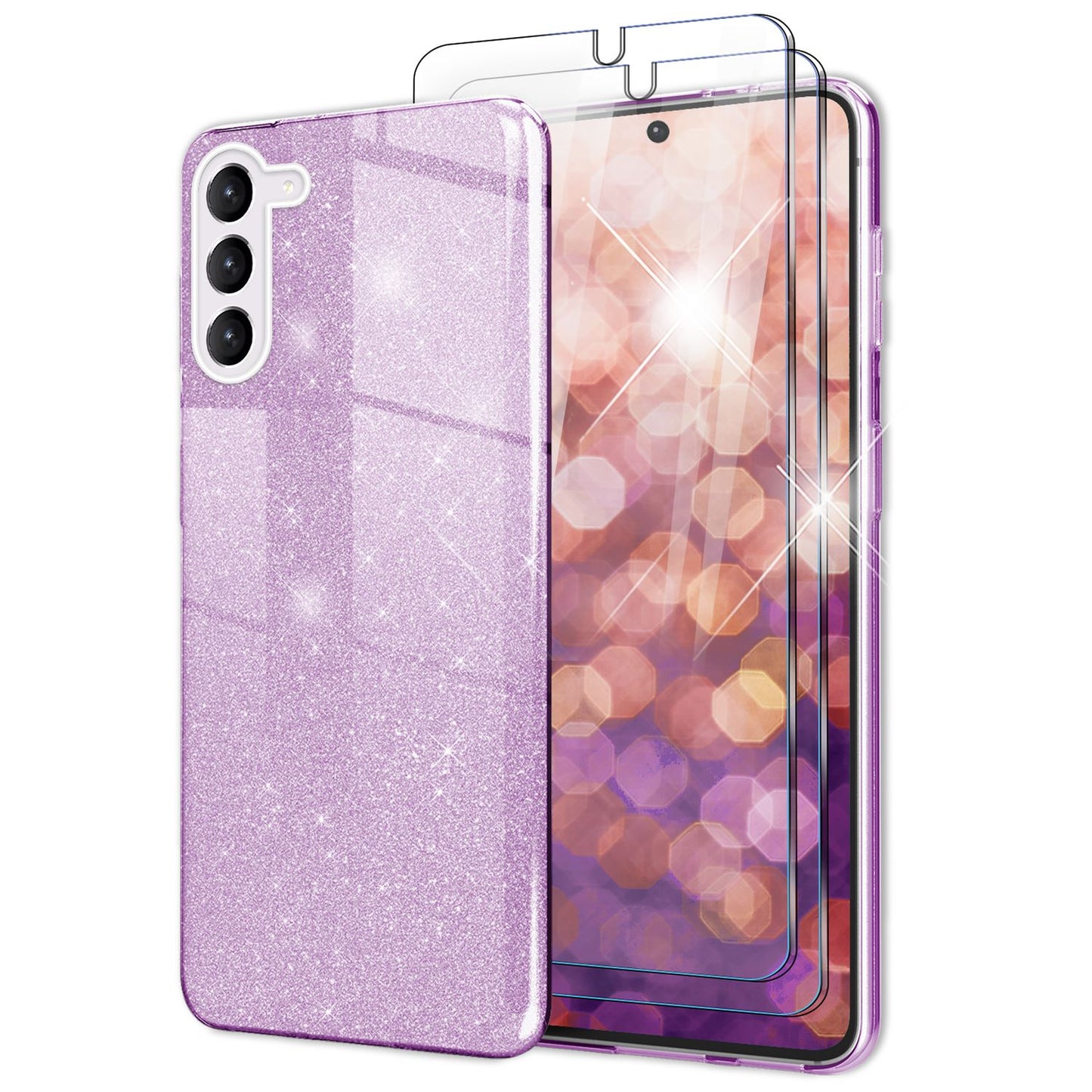 NALIA Glitzerhülle für Samsung Galaxy S23 – Funkelnder Glitzer-Look & Grip – SHINEPOP (Silikon Case) – Marke aus Berlin