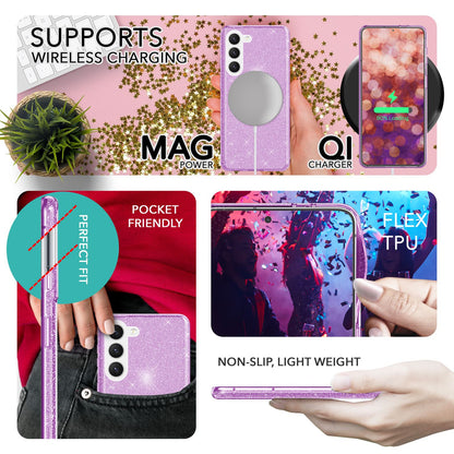 NALIA Glitzerhülle für Samsung Galaxy S23 – Funkelnder Glitzer-Look & Grip – SHINEPOP (Silikon Case) – Marke aus Berlin
