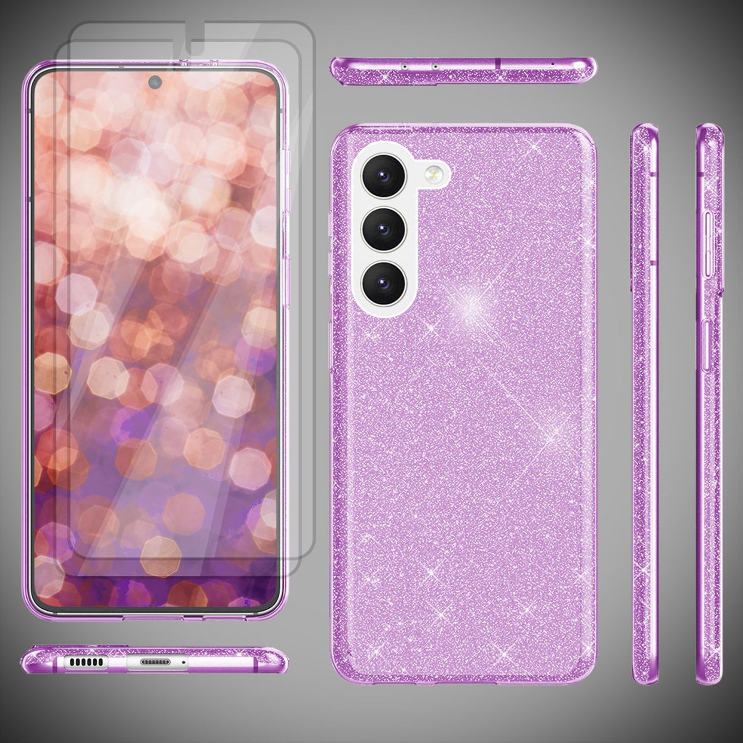NALIA Glitzerhülle für Samsung Galaxy S23 – Funkelnder Glitzer-Look & Grip – SHINEPOP (Silikon Case) – Marke aus Berlin