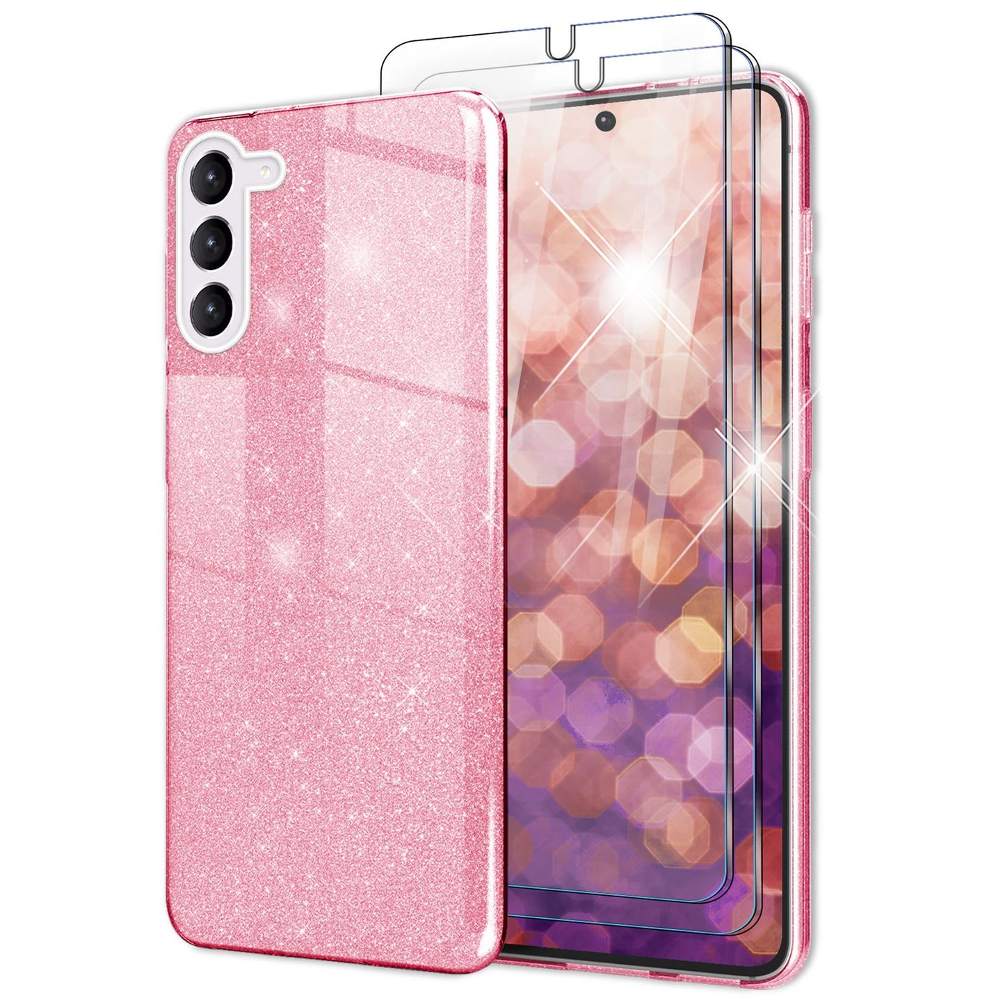 NALIA Glitzerhülle für Samsung Galaxy S23 – Funkelnder Glitzer-Look & Grip – SHINEPOP (Silikon Case) – Marke aus Berlin