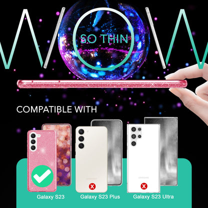 NALIA Glitzerhülle für Samsung Galaxy S23 – Funkelnder Glitzer-Look & Grip – SHINEPOP (Silikon Case) – Marke aus Berlin