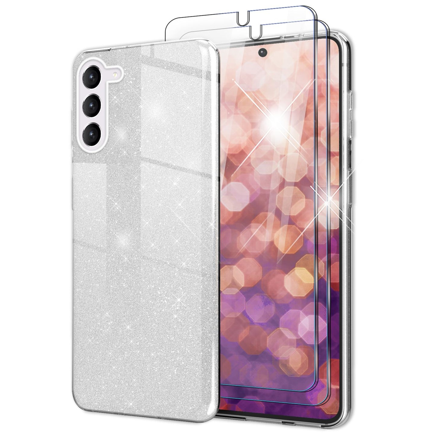 NALIA Glitzerhülle für Samsung Galaxy S23 – Funkelnder Glitzer-Look & Grip – SHINEPOP (Silikon Case) – Marke aus Berlin
