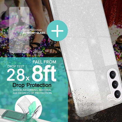 NALIA Glitzerhülle für Samsung Galaxy S23 – Funkelnder Glitzer-Look & Grip – SHINEPOP (Silikon Case) – Marke aus Berlin
