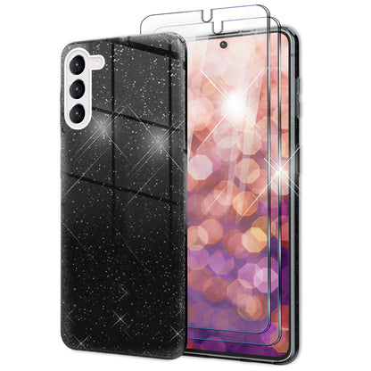 NALIA Glitzerhülle für Samsung Galaxy S23 Plus – Funkelnder Glitzer-Look & Grip – SHINEPOP (Silikon Case) – Marke aus Berlin