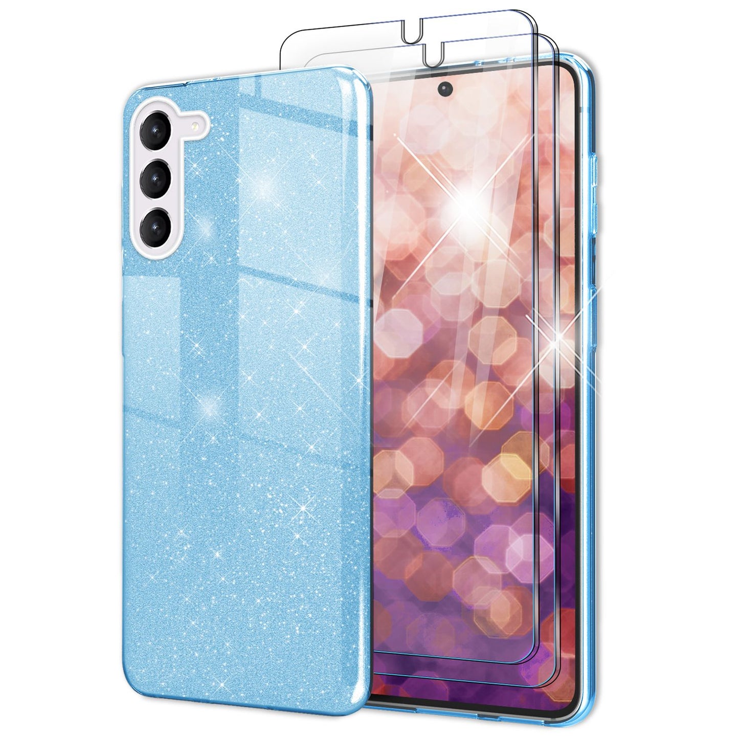 NALIA Glitzerhülle für Samsung Galaxy S23 Plus – Funkelnder Glitzer-Look & Grip – SHINEPOP (Silikon Case) – Marke aus Berlin