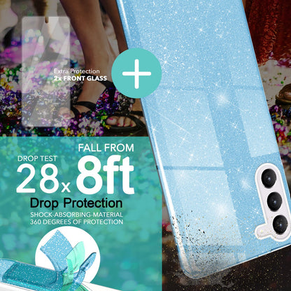 NALIA Glitzerhülle für Samsung Galaxy S23 Plus – Funkelnder Glitzer-Look & Grip – SHINEPOP (Silikon Case) – Marke aus Berlin