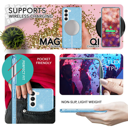 NALIA Glitzerhülle für Samsung Galaxy S23 Plus – Funkelnder Glitzer-Look & Grip – SHINEPOP (Silikon Case) – Marke aus Berlin