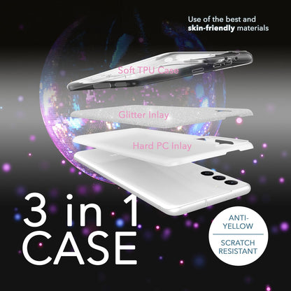 NALIA Glitzerhülle für Samsung Galaxy S23 Plus – Funkelnder Glitzer-Look & Grip – SHINEPOP (Silikon Case) – Marke aus Berlin