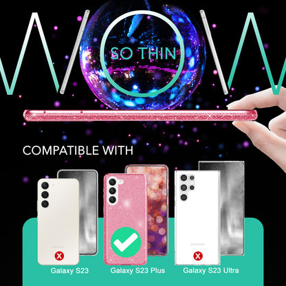NALIA Glitzerhülle für Samsung Galaxy S23 Plus – Funkelnder Glitzer-Look & Grip – SHINEPOP (Silikon Case) – Marke aus Berlin